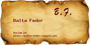 Balta Fedor névjegykártya